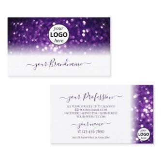 Stylish White Purple Sparkling Glitter with Logo