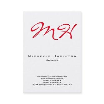 Stylish white red plain simple monogram clean