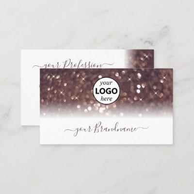 Stylish White Rose Gold Sparkling Glitter Add Logo