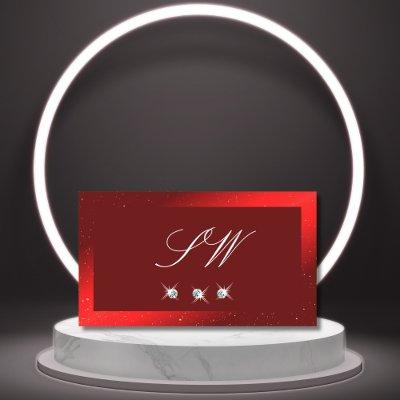 Stylish Wine Red Sparkling Diamonds with Monogram