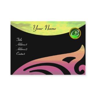 STYLISH WINGS MONOGRAM ,green emerald,yellow pink