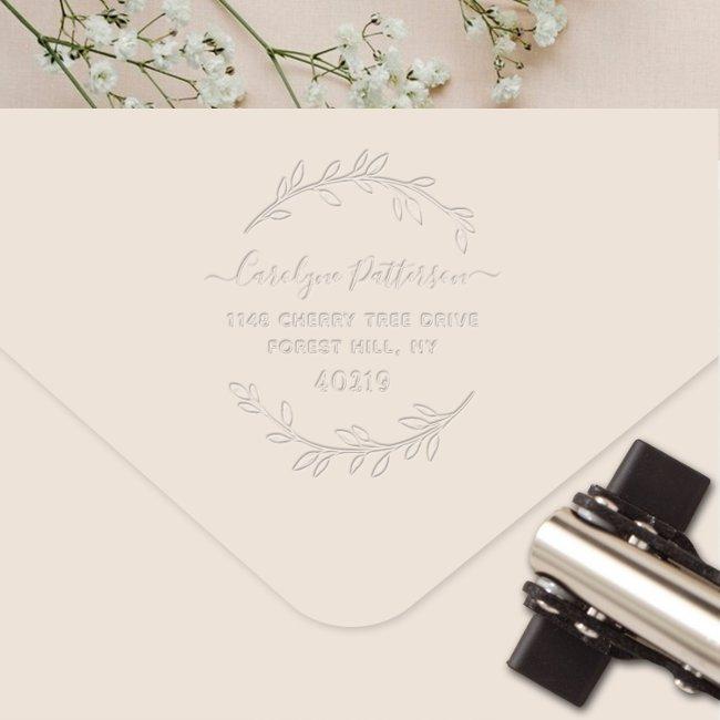 Stylish Wreath Custom Name & Address Embosser