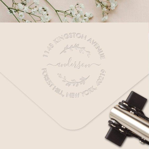 Stylish Wreath Custom Name & Address Embosser