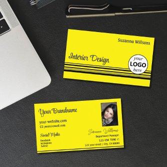 Stylish Yellow Black Stripes with Logo and Photo