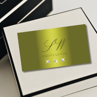 Stylish Yellow Silver Sparkling Diamonds Monogram