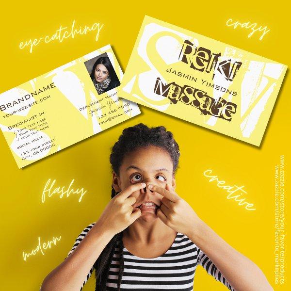 Stylish Yellow White and Brown with Photo Monogram