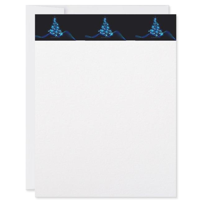 stylized Christmas tree SlipperyJoe glowing blue s Letterhead