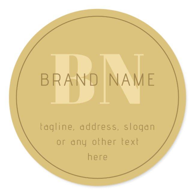 Stylized Modern Minimal Gold Return Address Classic Round Sticker