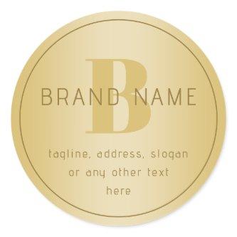 Stylized Modern Minimal Gold Return Address  Classic Round Sticker