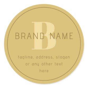 Stylized Modern Minimal Gold Return Address  Classic Round Sticker