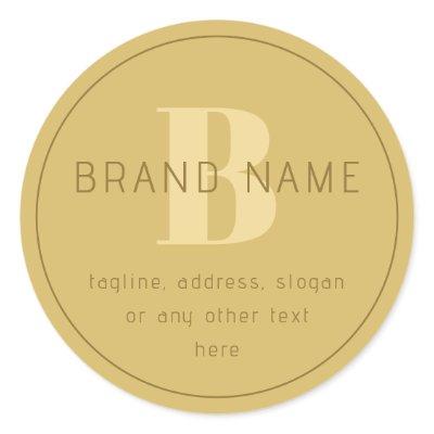 Stylized Modern Minimal Gold Return Address  Classic Round Sticker