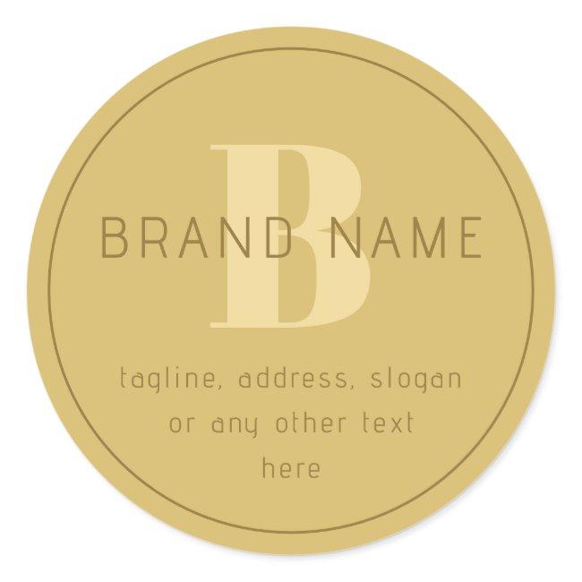 Stylized Modern Minimal Gold Return Address Classic Round Sticker
