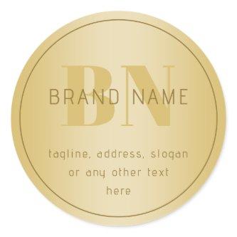 Stylized Modern Minimal Gold Return Address  Classic Round Sticker