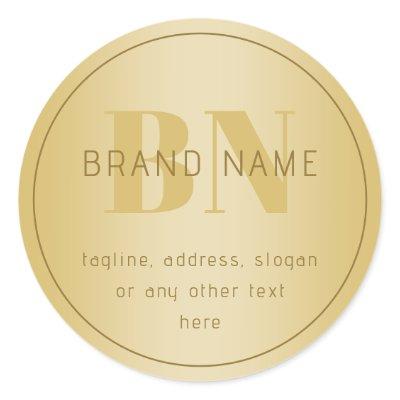 Stylized Modern Minimal Gold Return Address  Classic Round Sticker