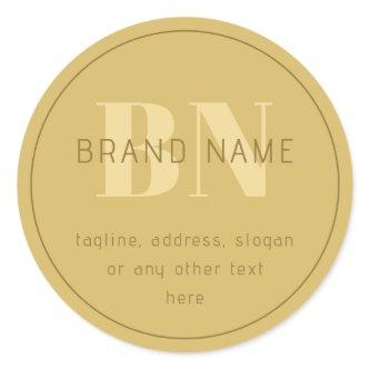 Stylized Modern Minimal Gold Return Address  Classic Round Sticker