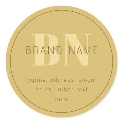 Stylized Modern Minimal Gold Return Address  Classic Round Sticker