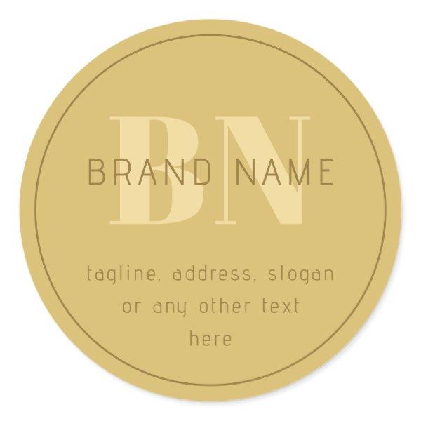 Stylized Modern Minimal Gold Return Address  Classic Round Sticker