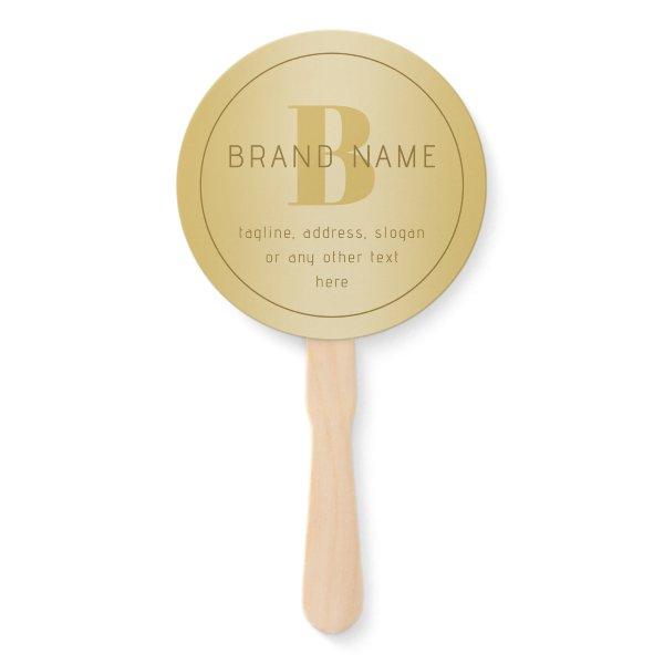 Stylized Modern Minimal Gold Return Address  Hand Fan
