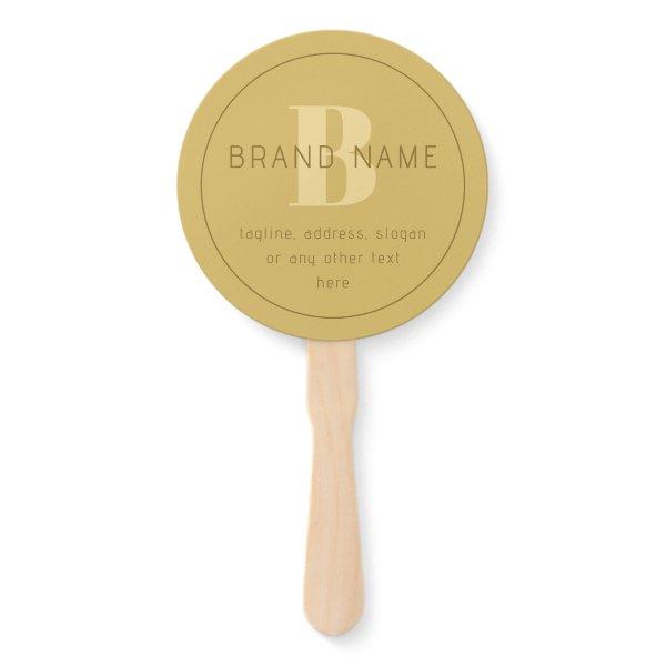Stylized Modern Minimal Gold Return Address  Hand Fan