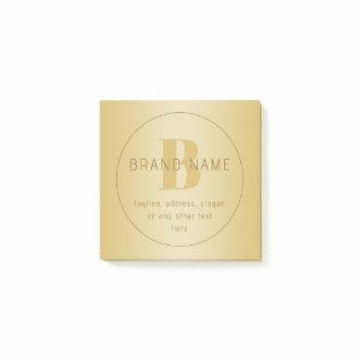 Stylized Modern Minimal Gold Return Address  Post-it Notes
