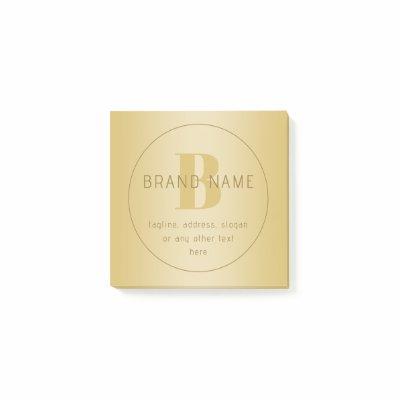 Stylized Modern Minimal Gold Return Address  Post-it Notes