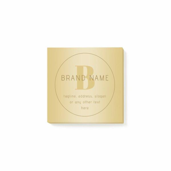 Stylized Modern Minimal Gold Return Address  Post-it Notes