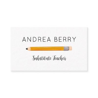 Substitute Teacher Yellow Pencil