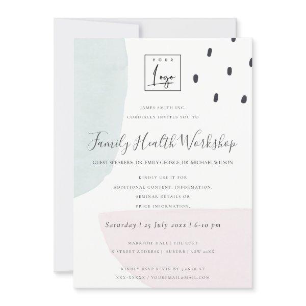 SUBTLE AQUA MODERN ABSTRACT GEOMETRIC ART EVENT INVITATION