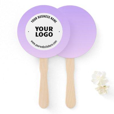 Subtle Light Purple Ombre & Your Business Logo Hand Fan