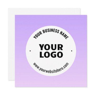 Subtle Light Purple Ombre & Your Business Logo Note Card