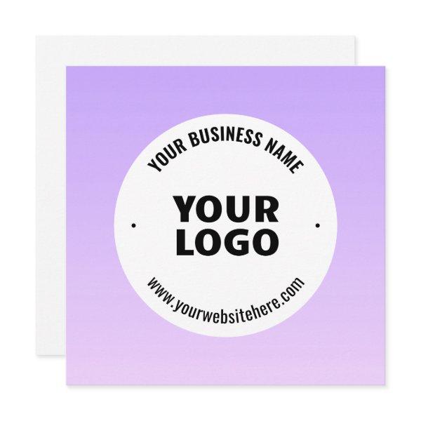 Subtle Light Purple Ombre & Your Business Logo Note Card
