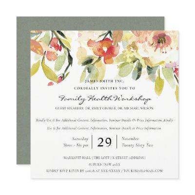 SUBTLE PEACH PINK WATERCOLOR FLORAL WORKSHOP EVENT INVITATION