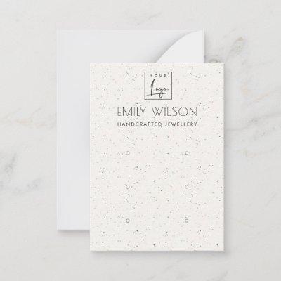 SUBTLE WHITE CERAMIC TEXTURE 3 EARRING DISPLAY NOTE CARD