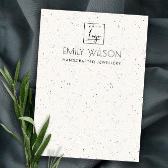 SUBTLE WHITE CERAMIC TEXTURE EARRING DISPLAY LOGO NOTE CARD