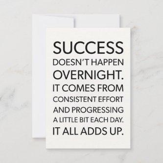 Success Does Not Happen Overnight Thank You Card