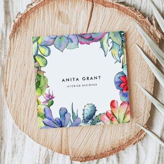 Succulent cactus watercolor square