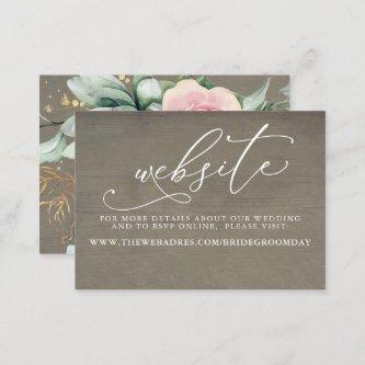 Succulents and Gold Greenery Wedding Website Card