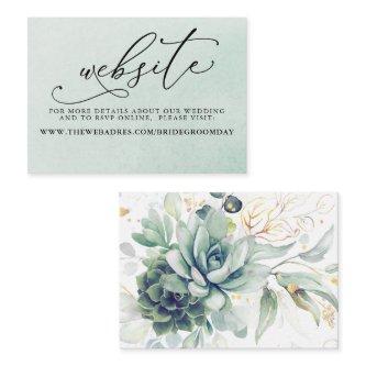 Succulents Greenery Wedding Website Card