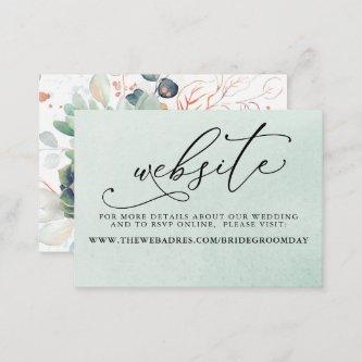 Succulents Greenery Wedding Website Card