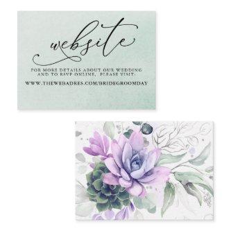 Succulents Purple Greenery Wedding Website Card