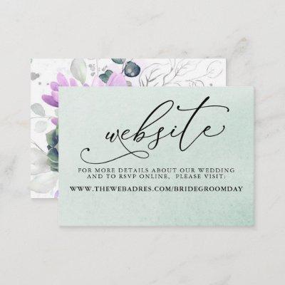 Succulents Purple Greenery Wedding Website Card