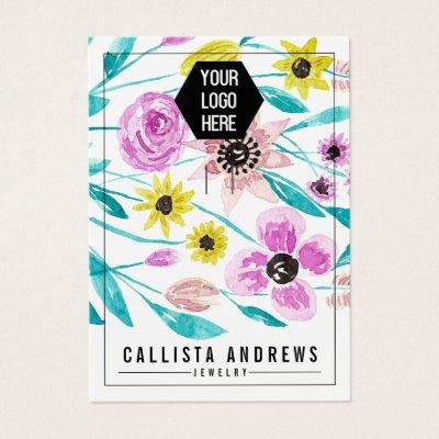 Summer Flowers Leaves Keychain Logo Display Card