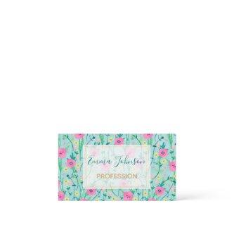 Summer Meadow Floral Nature Teal Illustration