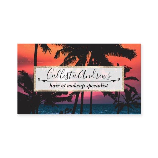 Summer Tropical Pink Orange Palm Trees Sunset