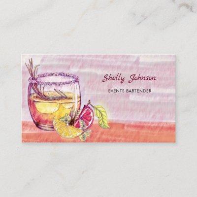Summery Watercolor Cocktail Events Bartender