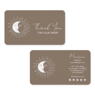 Sun & Moon Boho Social Icons Order Thank You Taupe