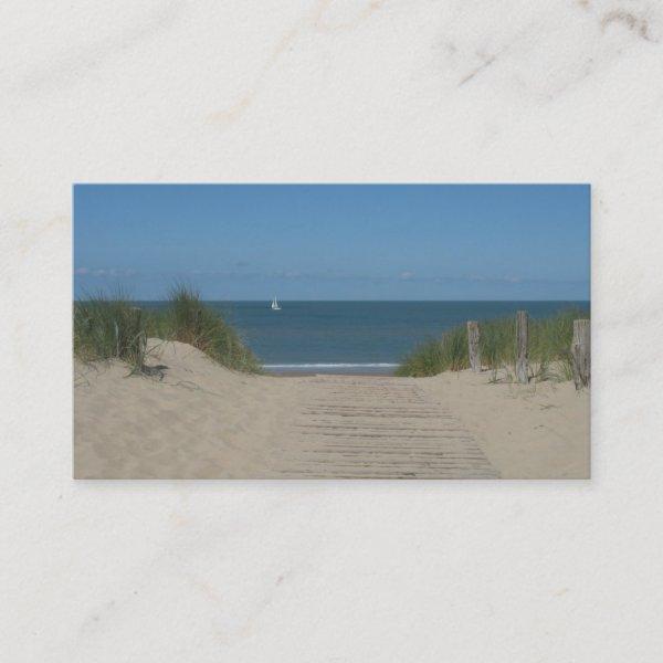 Sun Sailing Boat Beach Sand Dunes Small Photo Card