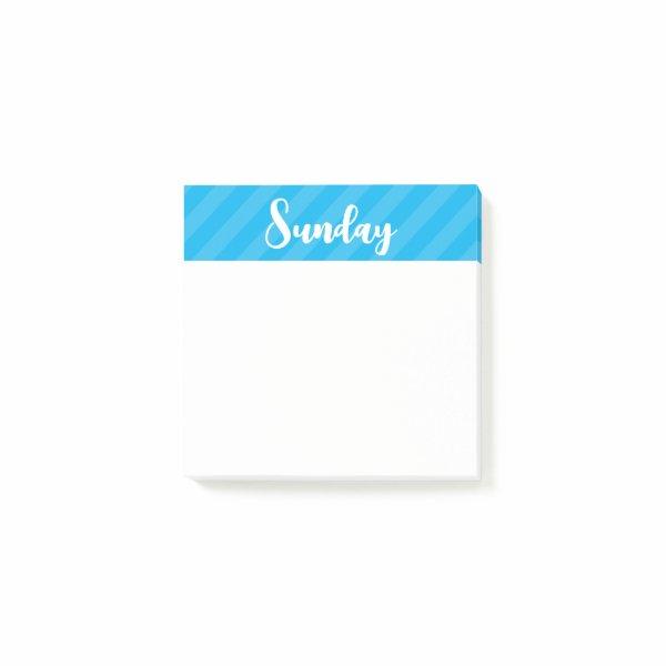 Sunday - Blue - Days of the Week - Post It Notes