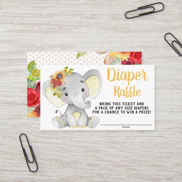 Sunflower Elephant Diaper Raffle Ticket