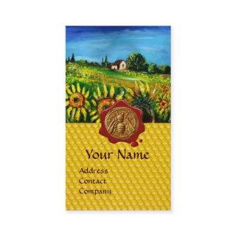 SUNFLOWER FIELDS,HONEY BEE RED WAX SEAL ,BEEKEEPER